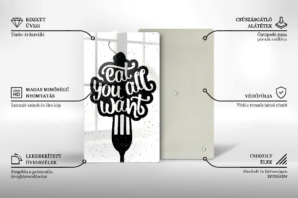 Glass worktop saver The inscription Eat You All Want