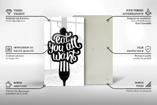 Glass worktop saver The inscription Eat You All Want
