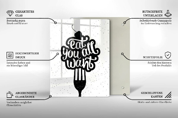 Glass worktop saver The inscription Eat You All Want