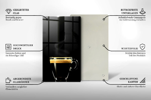 Glass worktop saver A glass of black coffee