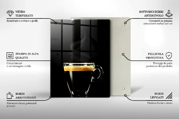 Glass worktop saver A glass of black coffee