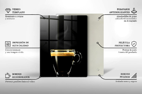 Glass worktop saver A glass of black coffee