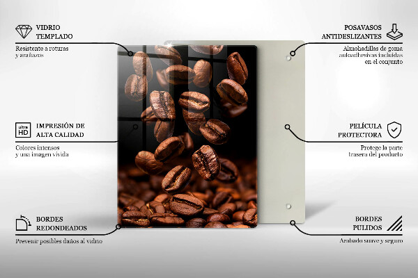 Glass worktop saver Brown coffee beans