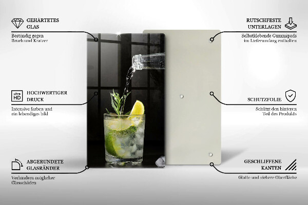 Glass worktop saver A glass of water