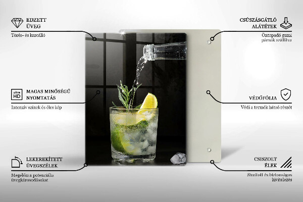 Glass worktop saver A glass of water