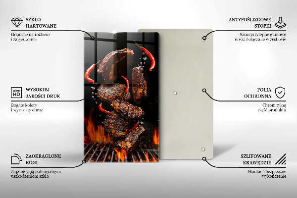 Glass worktop saver Meat on the grill