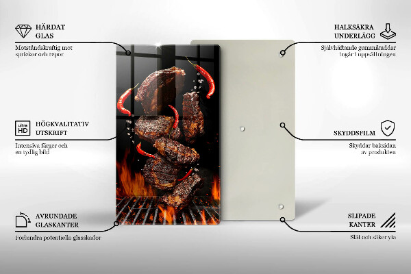 Glass worktop saver Meat on the grill