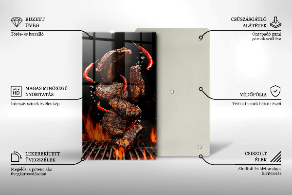 Glass worktop saver Meat on the grill