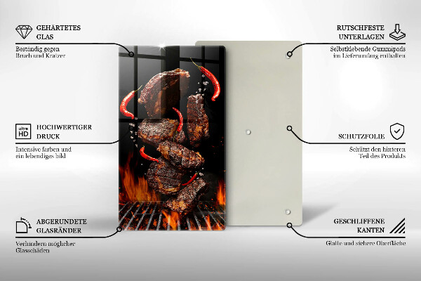 Glass worktop saver Meat on the grill
