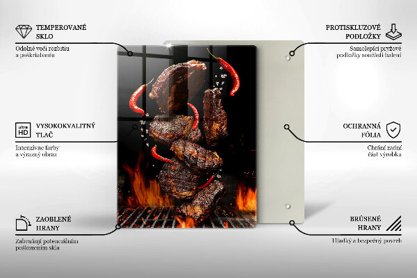 Glass worktop saver Meat on the grill