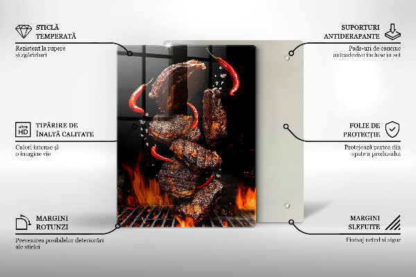 Glass worktop saver Meat on the grill