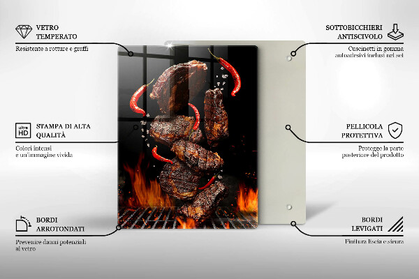 Glass worktop saver Meat on the grill