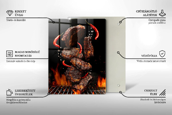 Glass worktop saver Meat on the grill