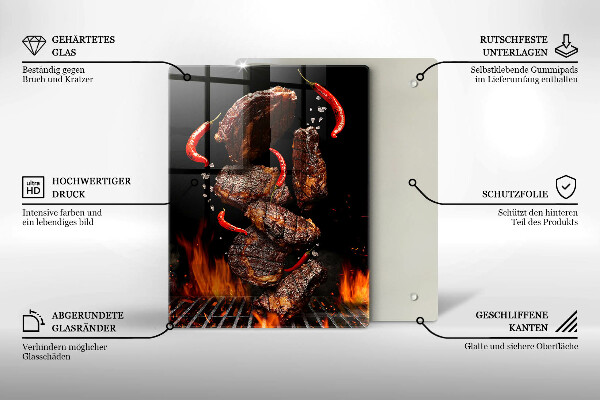 Glass worktop saver Meat on the grill