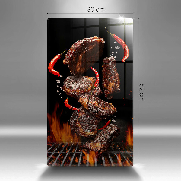 Glass worktop saver Meat on the grill