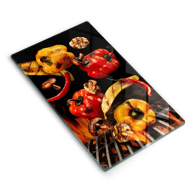 Glass worktop saver Vegetables on the grill