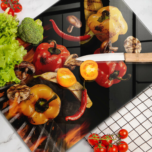 Glass worktop saver Vegetables on the grill