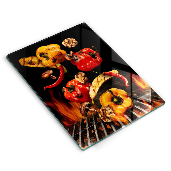 Glass worktop saver Vegetables on the grill