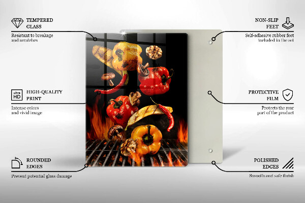 Glass worktop saver Vegetables on the grill