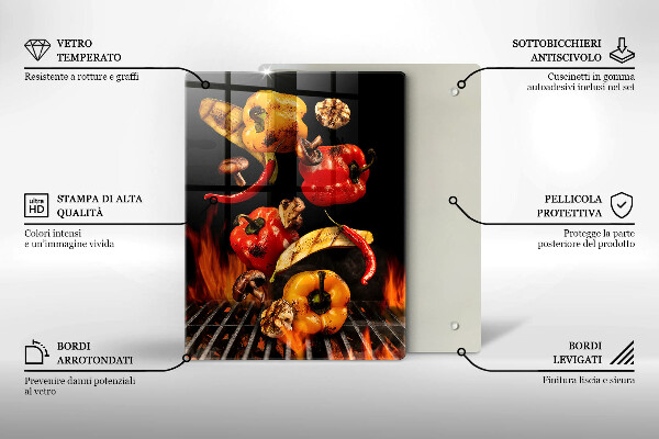 Glass worktop saver Vegetables on the grill