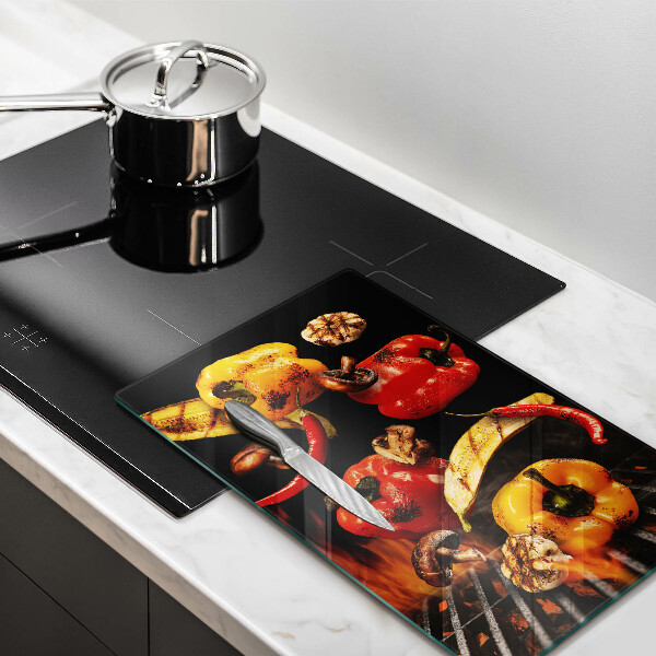 Glass worktop saver Vegetables on the grill
