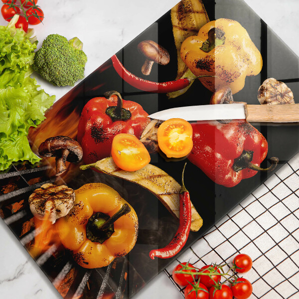 Glass worktop saver Vegetables on the grill