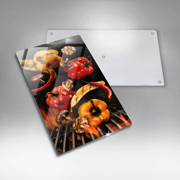 Glass worktop saver Vegetables on the grill