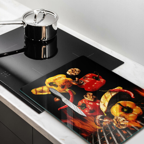Glass worktop saver Vegetables on the grill