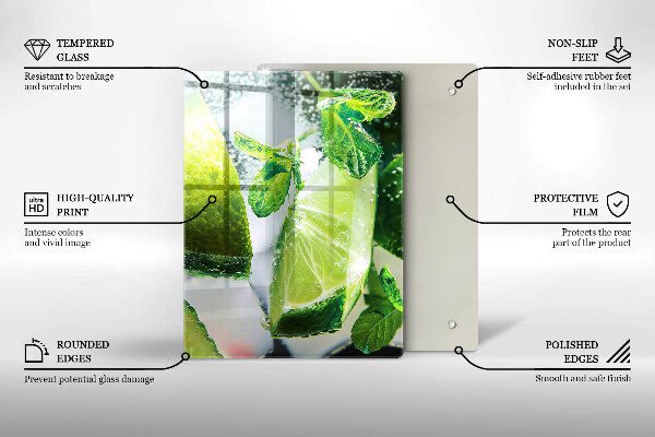 Glass worktop saver Water with lime and ice