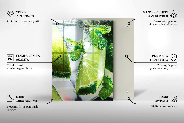 Glass worktop saver Water with lime and ice