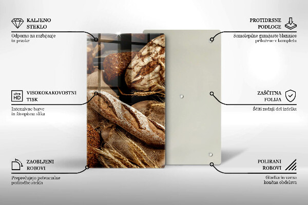 Glass worktop saver Bread