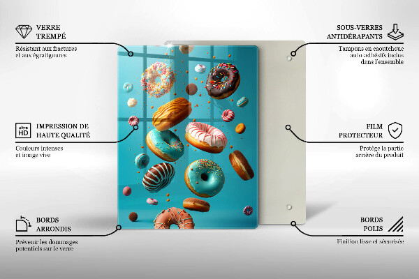 Glass worktop saver Colorful donuts