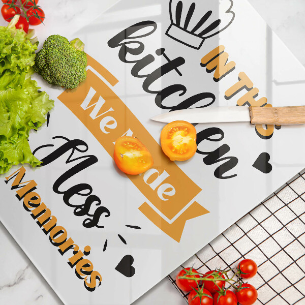 Glass worktop saver In this kitchen we made messes and memories