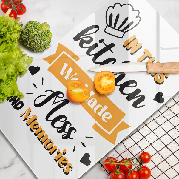 Glass worktop saver In this kitchen we made messes and memories