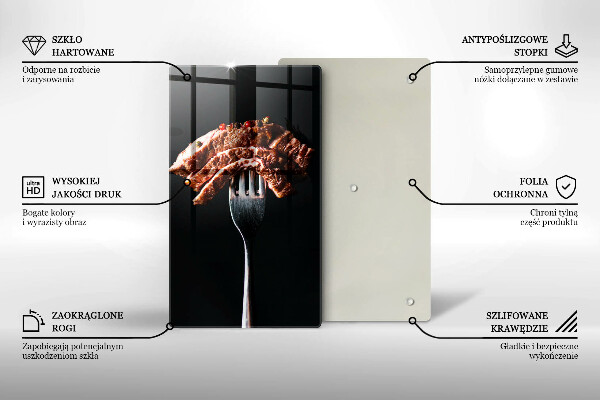 Glass worktop saver Meat on a fork