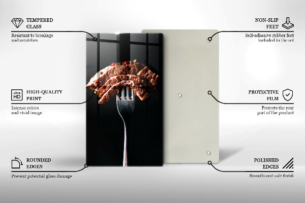 Glass worktop saver Meat on a fork