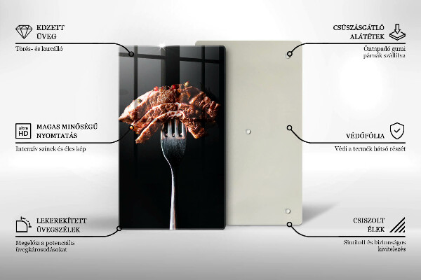Glass worktop saver Meat on a fork
