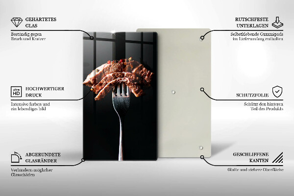 Glass worktop saver Meat on a fork