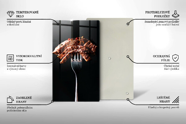 Glass worktop saver Meat on a fork