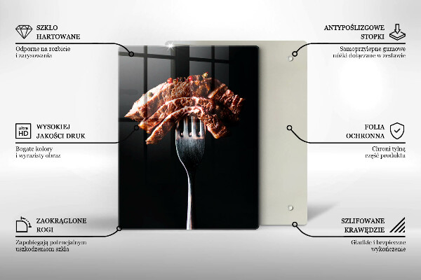 Glass worktop saver Meat on a fork