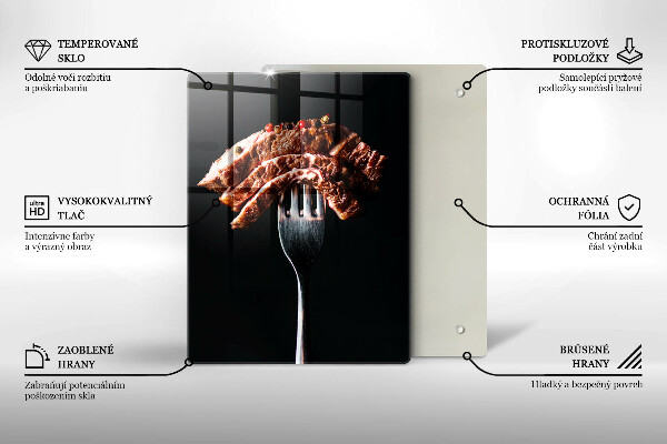 Glass worktop saver Meat on a fork