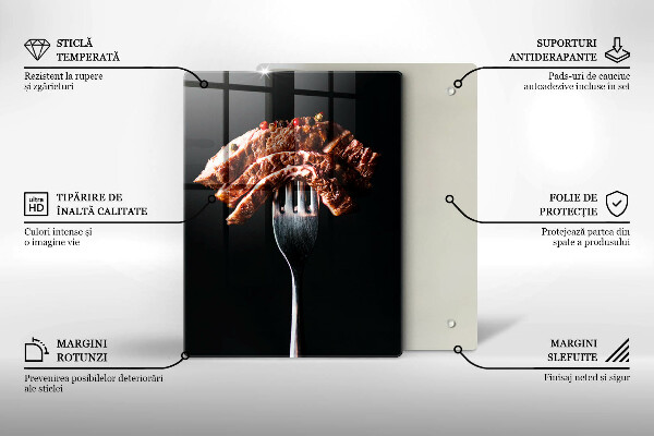 Glass worktop saver Meat on a fork