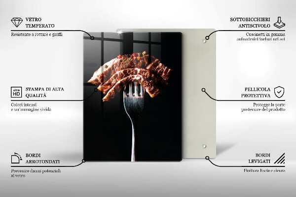 Glass worktop saver Meat on a fork