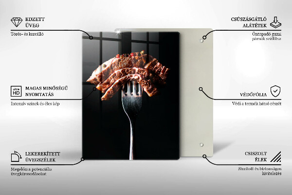 Glass worktop saver Meat on a fork