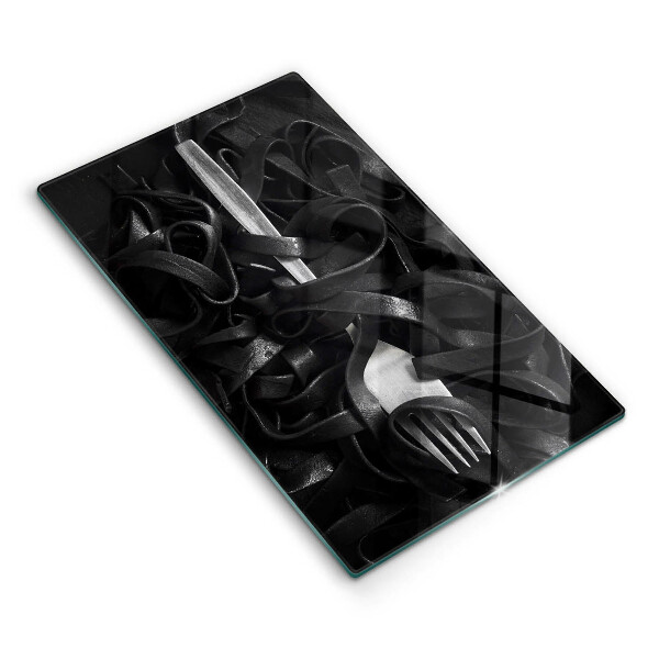 Glass worktop saver Black pasta and fork