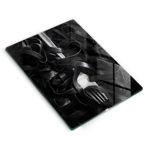 Glass worktop saver Black pasta and fork