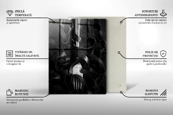 Glass worktop saver Black pasta and fork