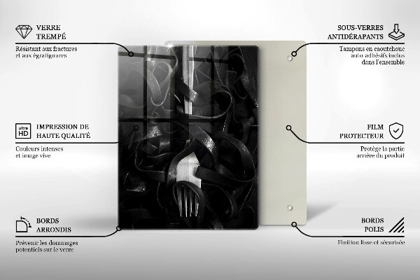 Glass worktop saver Black pasta and fork