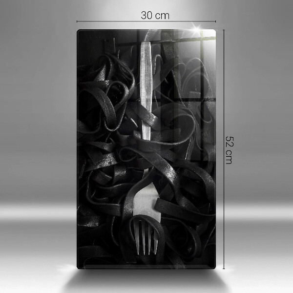 Glass worktop saver Black pasta and fork