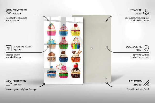 Glass worktop saver Cupcake illustration